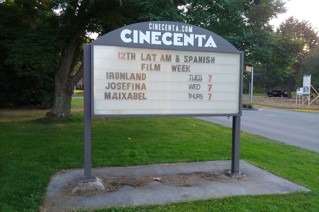 The Cinecenta marquee listing Ironland, Josefina and Maixabel